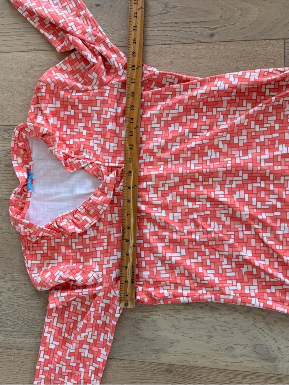 J. McLaughlin Womens 3/4 Sleeve Ruffle Neck Top Coral Pink Large - Picture 3 of 5